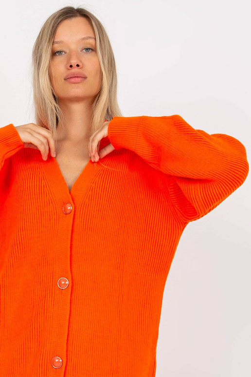 Oranžový dlouhý kardigan s knoflíky...