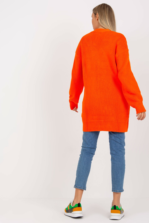 Oranžový dlouhý kardigan s knoflíky...