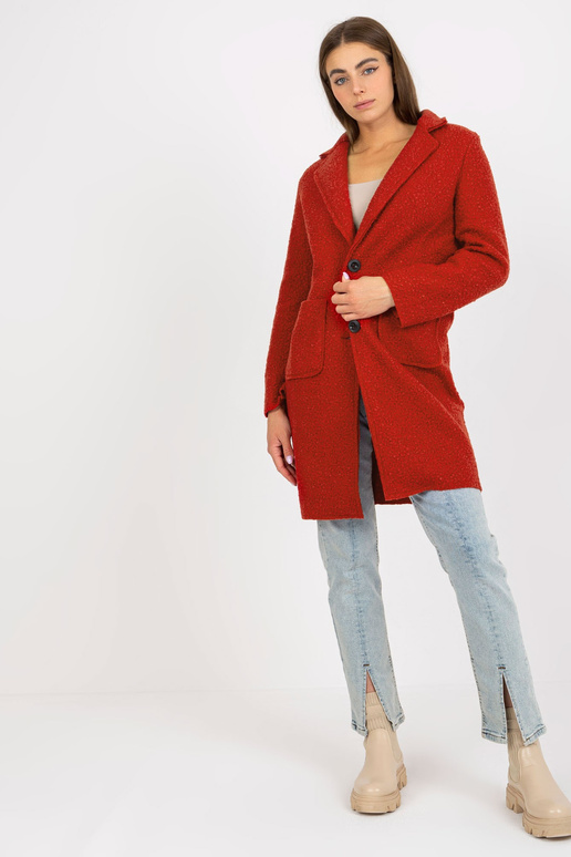 Tmavě oranžový plyšový kabát se...