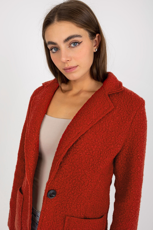 Tmavě oranžový plyšový kabát se...