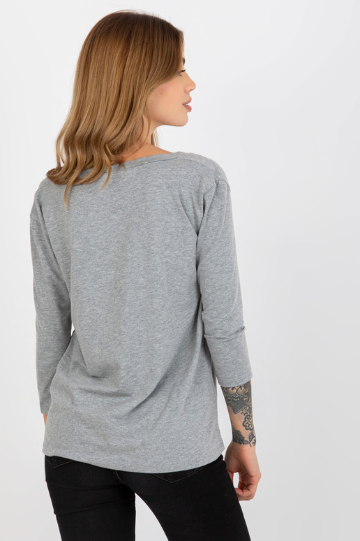 Šedá melanžová halenka s výstřihem do V