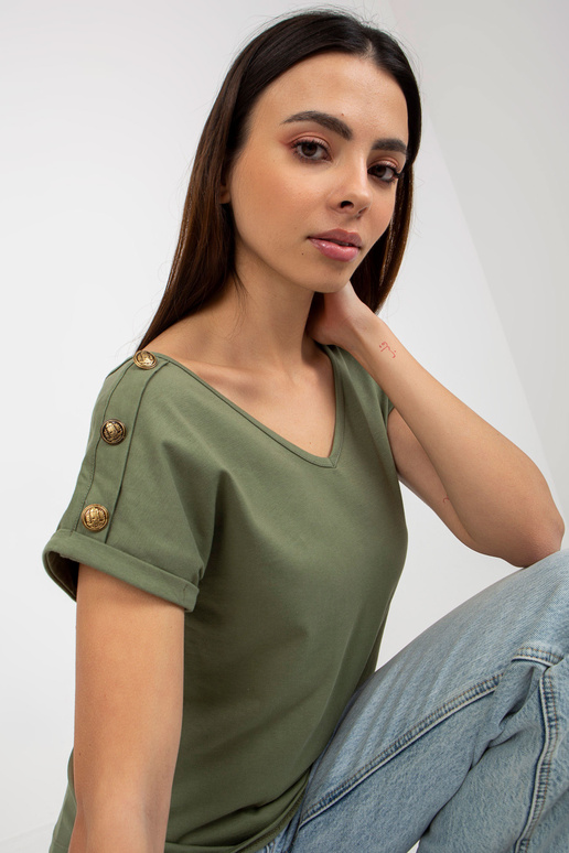 Zelená ležérní halenka s ozdobnými...