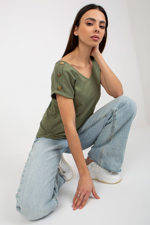 Zelená ležérní halenka s ozdobnými...