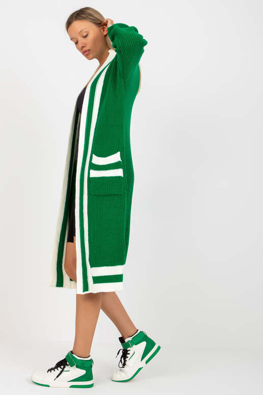 Zelený dlouhý kardigan s kapsami RUE...