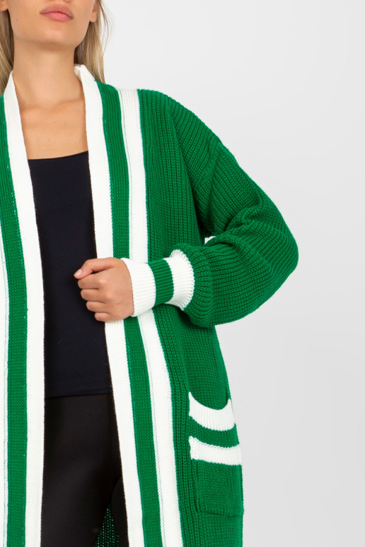 Zelený dlouhý kardigan s kapsami RUE...