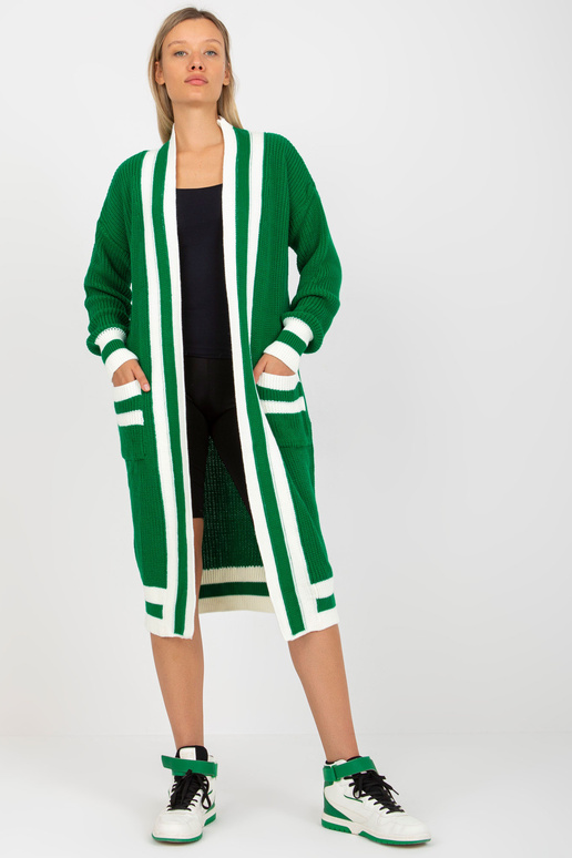 Zelený dlouhý kardigan s kapsami RUE...