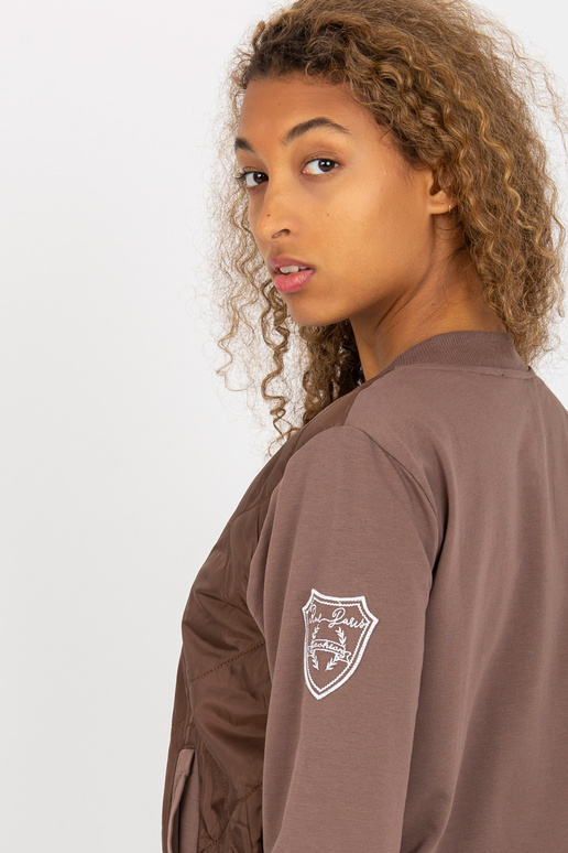 Hnědá prošívaná bomber mikina s RUE...