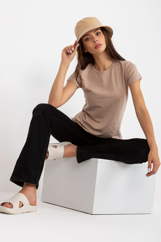 Béžové dámské basic bavlněné tričko
