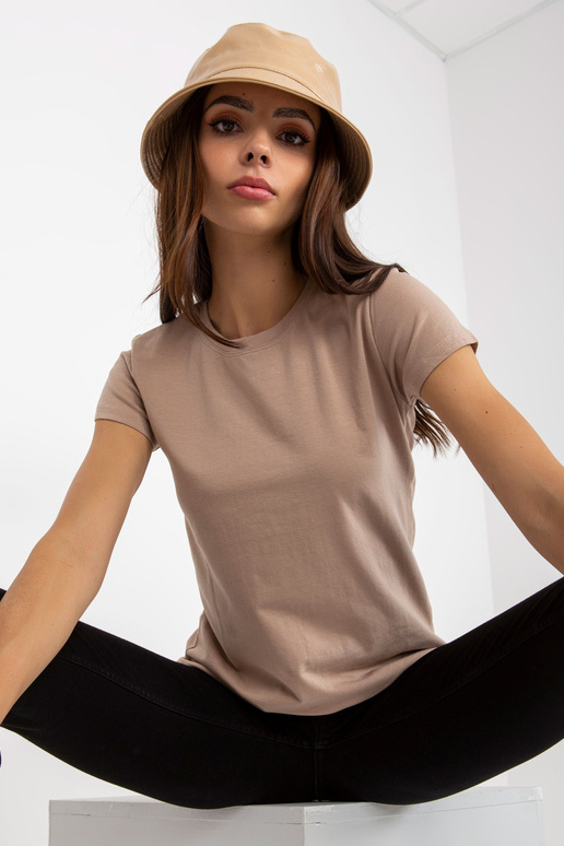 Béžové dámské basic bavlněné tričko