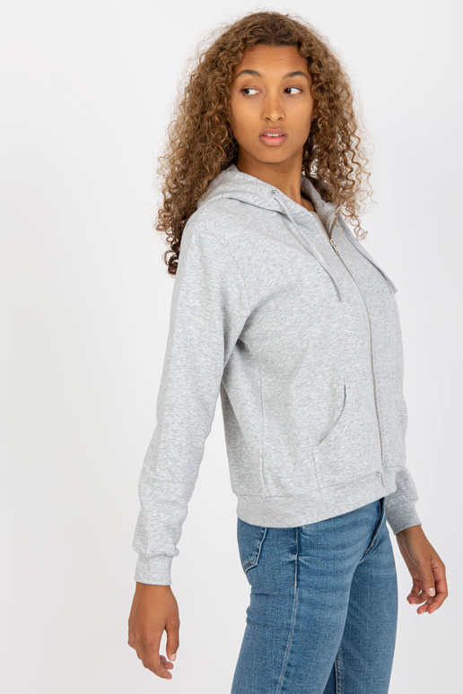 Šedá melanžová basic mikina na zip s...