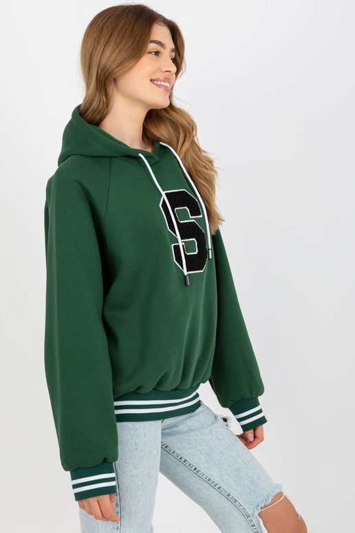 Tmavě zelená mikina s mikinou s...