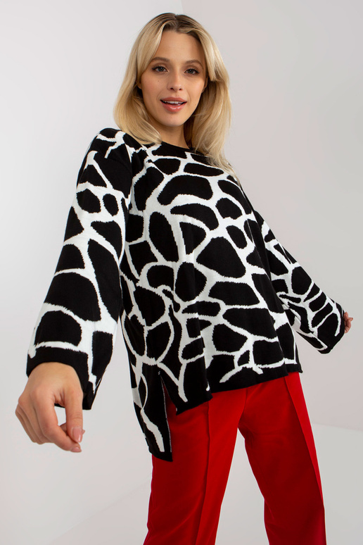 Bílo-černý dámský oversized vzorovaný...