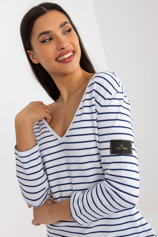 Bílé a tmavě modré dámské pruhované...