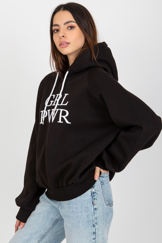 Černá mikina s mikinou a nápisem Debby