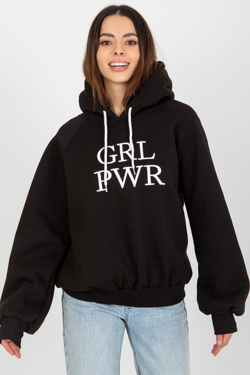 Černá mikina s mikinou a nápisem Debby