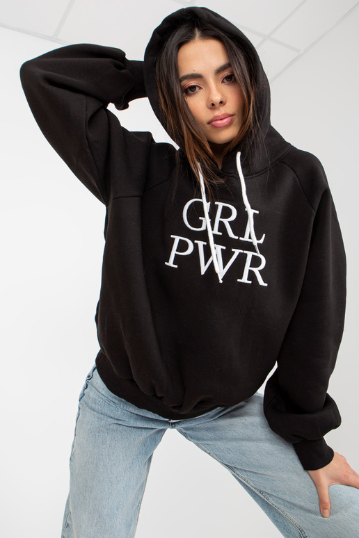 Černá mikina s mikinou a nápisem Debby