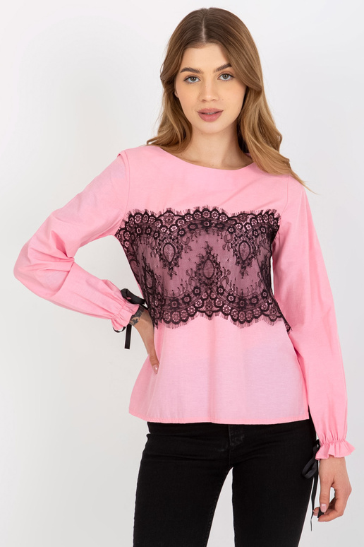 Růžová bavlněná společenská halenka s...