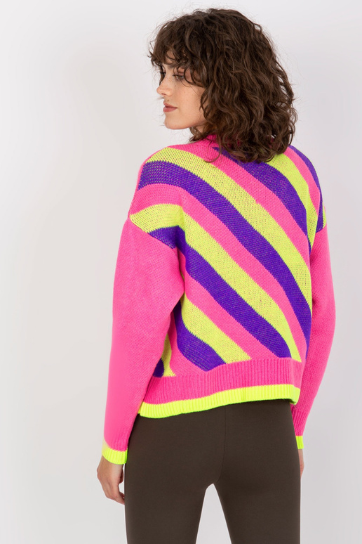 Růžový dámský klasický svetr s...