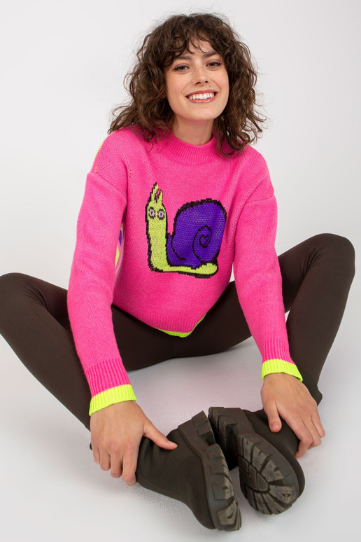 Růžový dámský klasický svetr s...