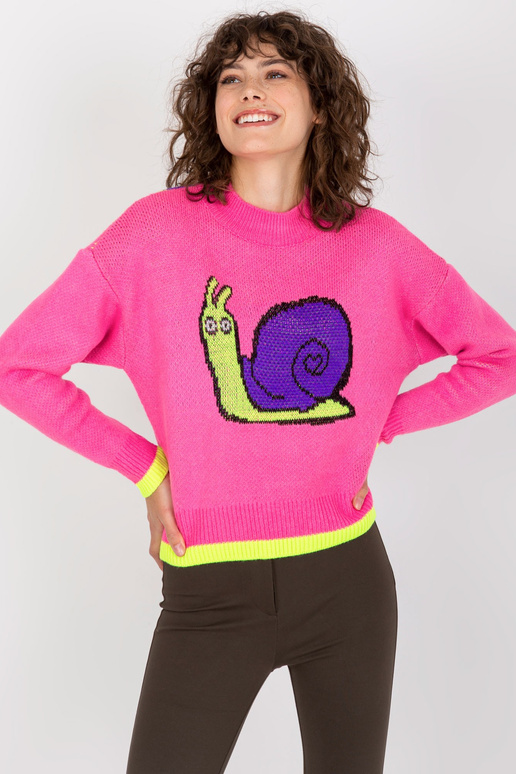 Růžový dámský klasický svetr s...