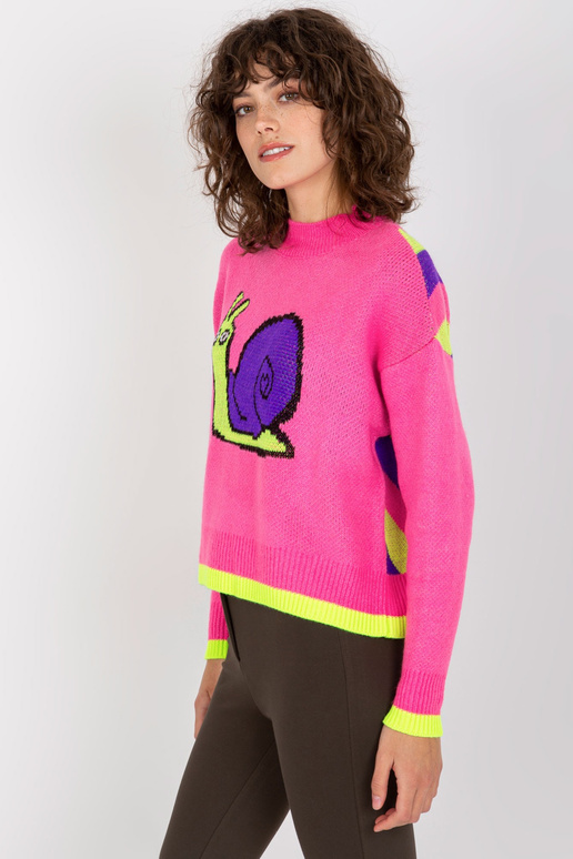 Růžový dámský klasický svetr s...