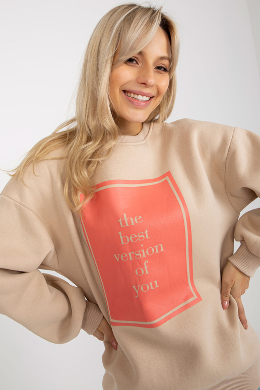 Béžová oversize mikina s potiskem