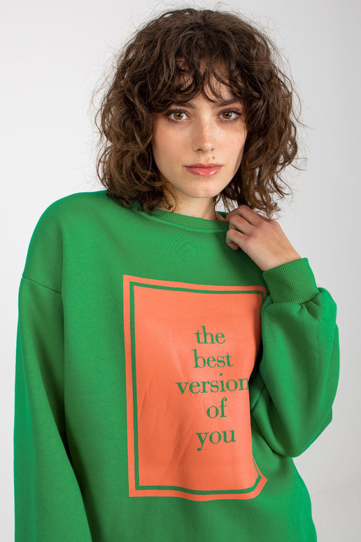 Zelená oversize mikina s potiskem