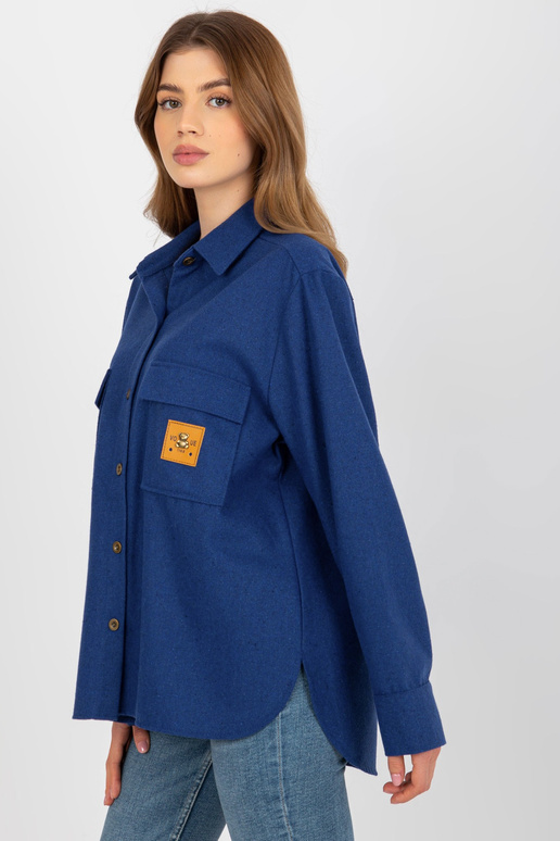 Tmavě modrá dámská vlněná košile...