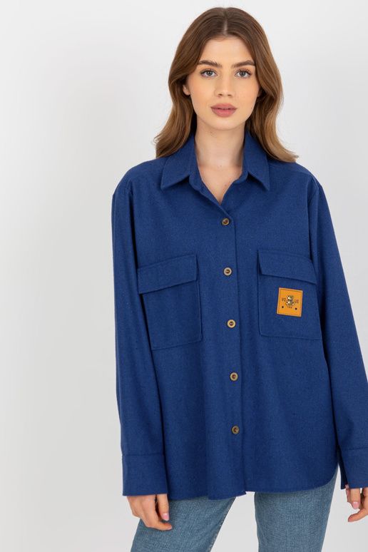 Tmavě modrá dámská vlněná košile...