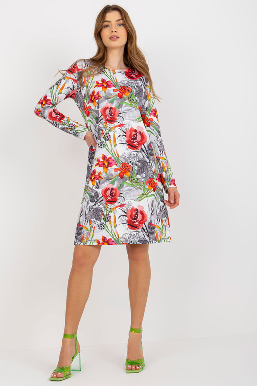 Bílé a šedé volné květinové šaty s...