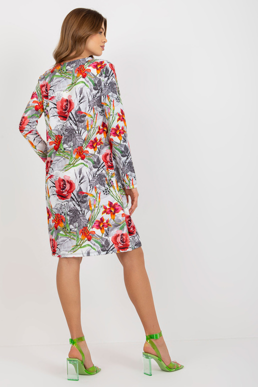 Bílé a šedé volné květinové šaty s...