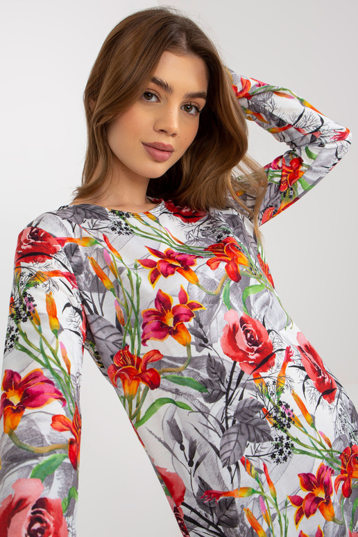 Bílé a šedé volné květinové šaty s...