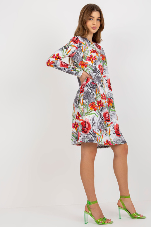 Bílé a šedé volné květinové šaty s...