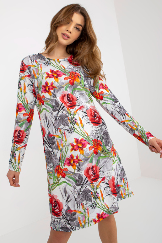 Bílé a šedé volné květinové šaty s...