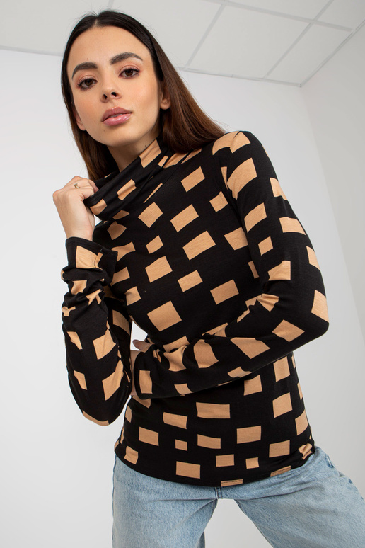 Černá a velbloudí halenka s rolákem s...