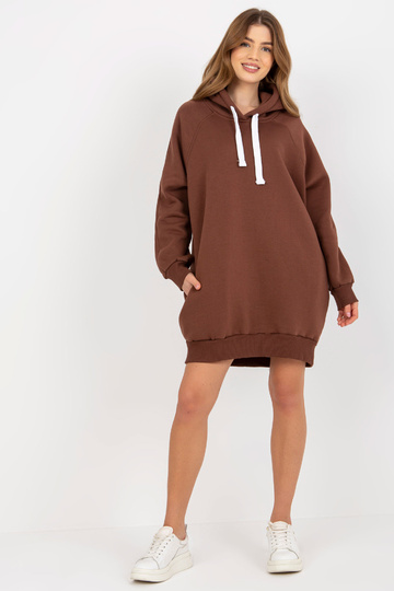 Hnědá dlouhá mikina basic s...