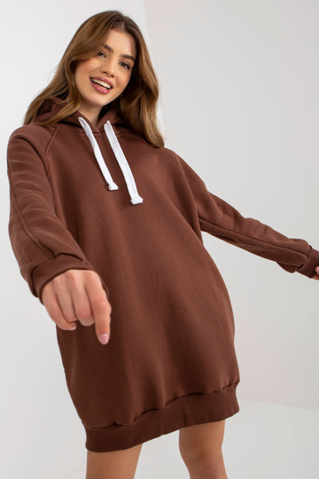 Hnědá dlouhá mikina basic s... 2