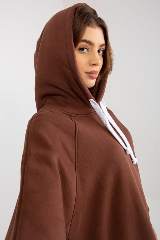 Hnědá dlouhá mikina basic s kapsami