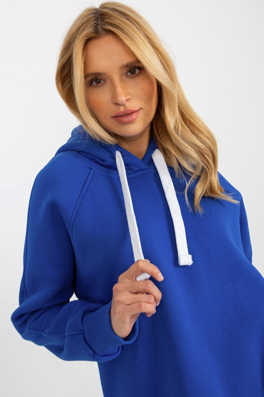 Kobaltová dlouhá mikina basic s kapsami Kobaltová dlouhá mikina basic s kapsami