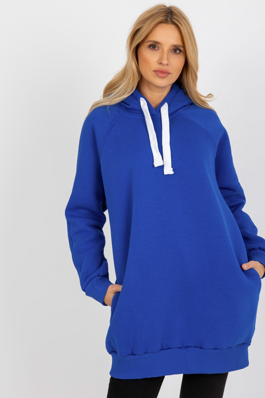 Kobaltová dlouhá mikina basic s kapsami Kobaltová dlouhá mikina basic s kapsami