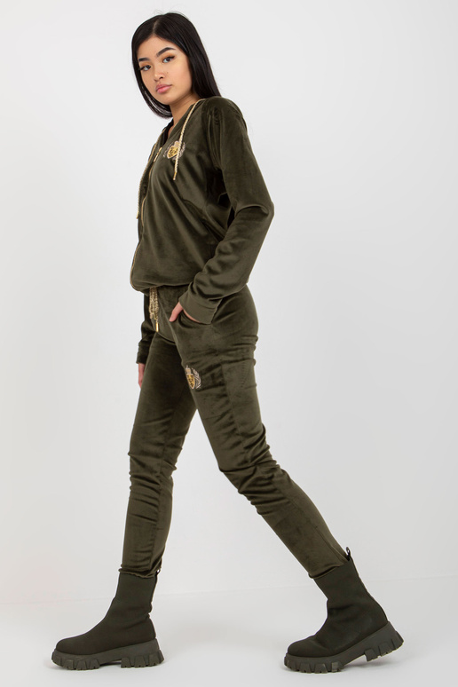Khaki dvoudílný velurový set s mikinou Khaki dvoudílný velurový set s mikinou