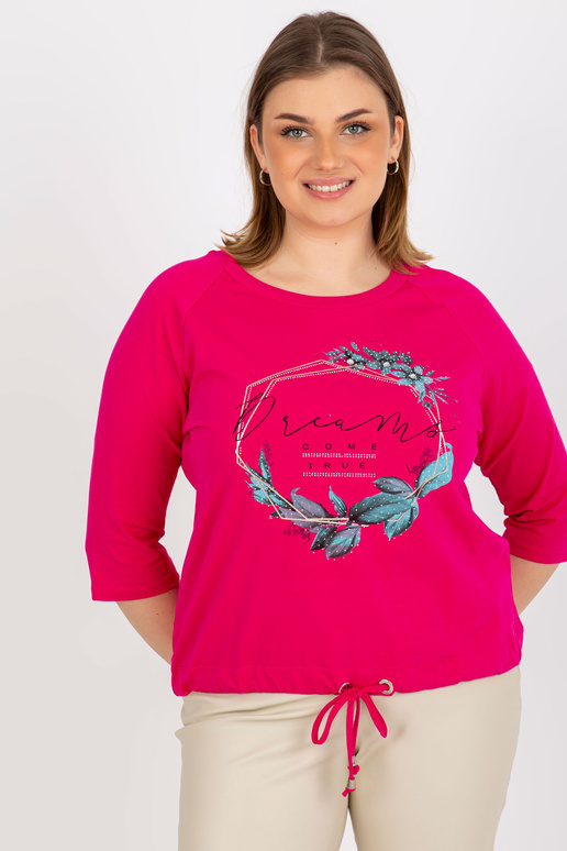 Fuchsiová halenka plus size s nápisem...