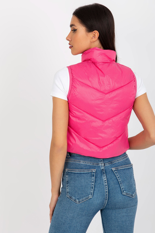 Růžová krátká prošívaná vesta s kapsami Růžová krátká prošívaná vesta s kapsami