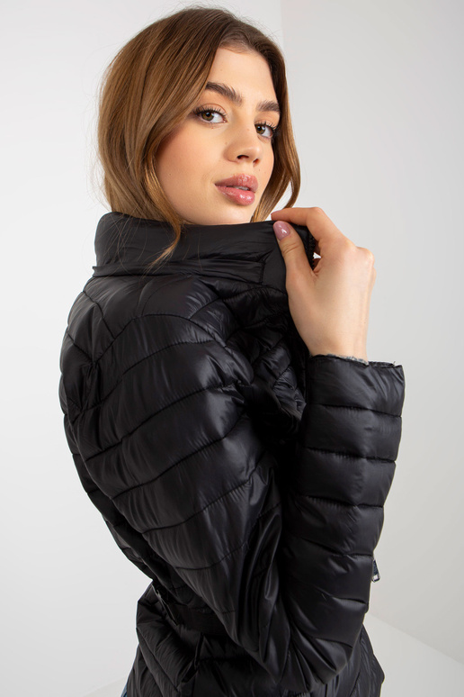 Černá přechodná prošívaná bunda s... Černá přechodná prošívaná bunda s...