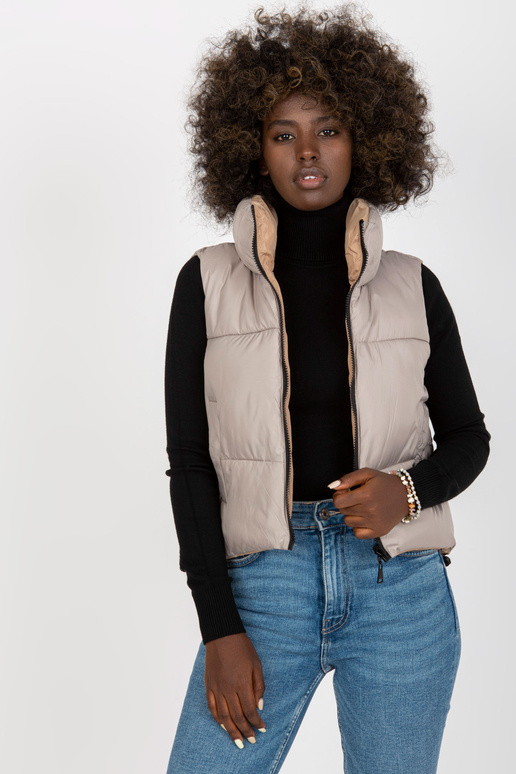 Světle šedá oboustranná péřová vesta...