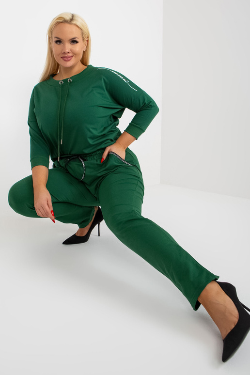 Tmavě zelené tepláky Plus Size s...