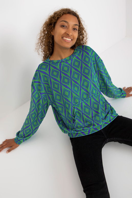 Zeleno-modrá vzorovaná velurová...