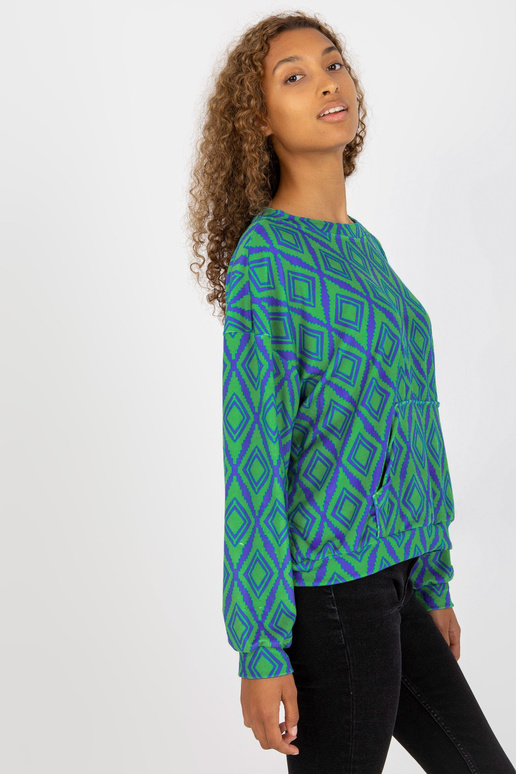 Zeleno-modrá vzorovaná velurová...