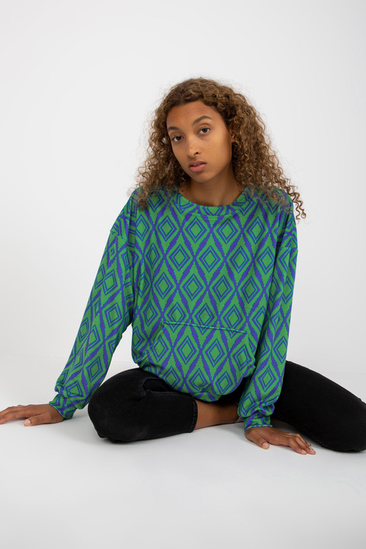 Zeleno-modrá vzorovaná velurová...