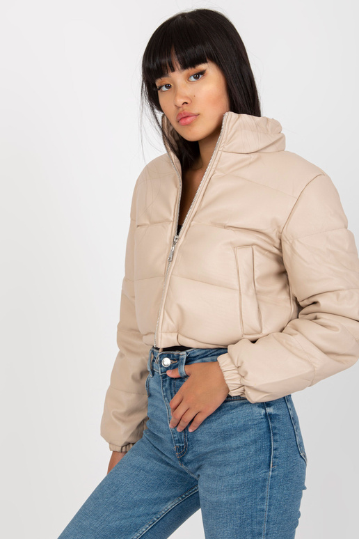 Světle béžová krátká zimní bunda s...